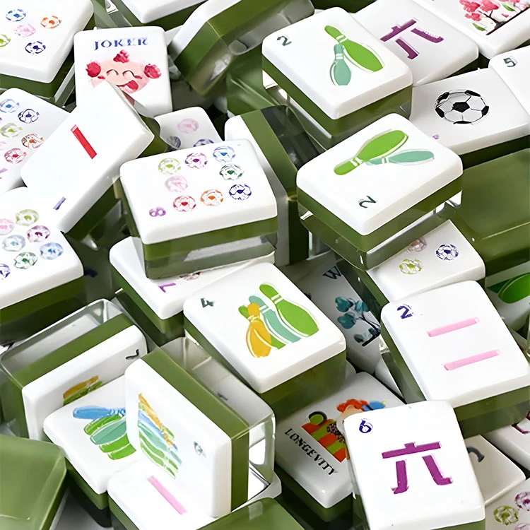 Armégröna akryl mahjongplattor