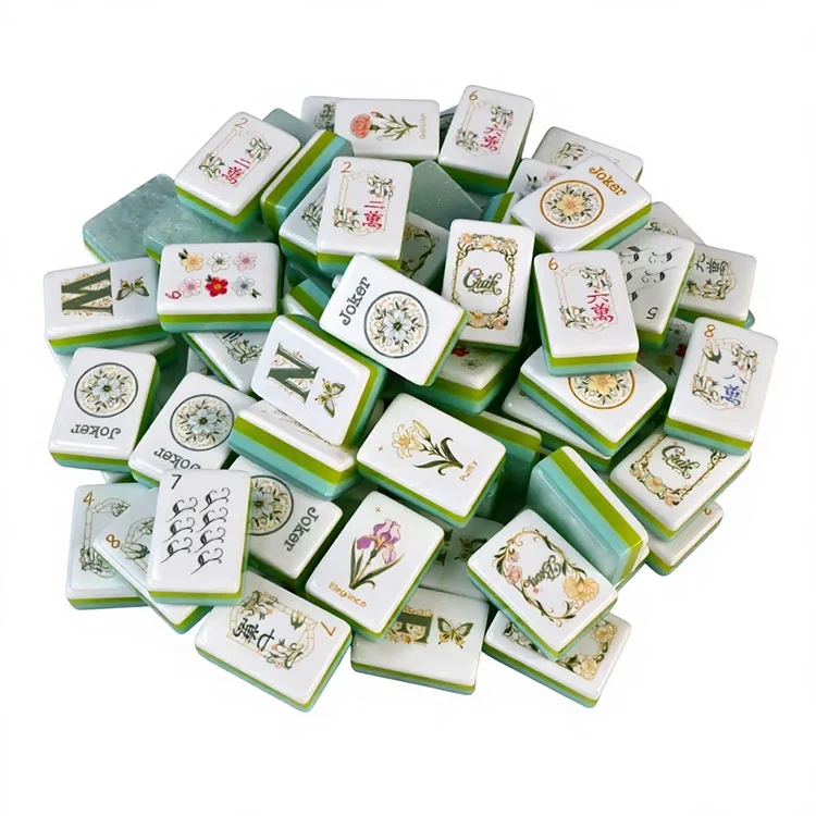 Eleganta blommiga akryl mahjongplattor