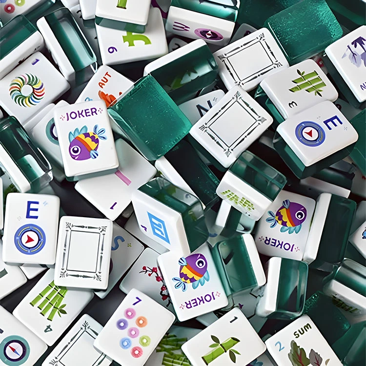 Smaragdgröna kristallklara akryl mahjongplattor