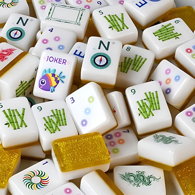 Golden Glitter Akryl Mahjong plattor