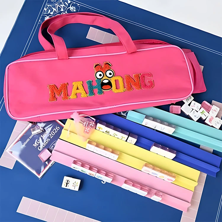 Rosa tecknad Emoji Mahjong Set