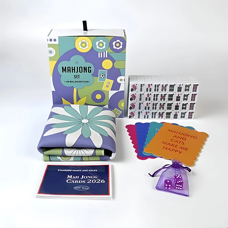 Retro blommig Mahjong Set